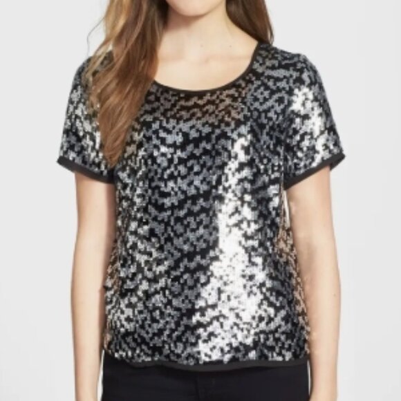Anthropologie Tops - Anthropologie Pleione Sequin Top Black Small NWT